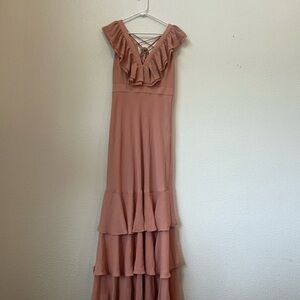 Ted Baker Pink Ruffled Tiered Maxi Gown